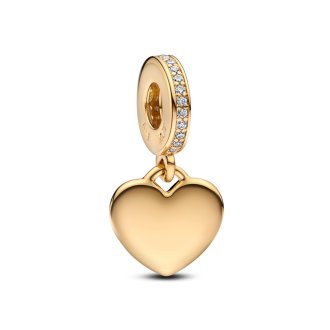 Engravable 14k gold-plated dangle with clear cubic zirconia