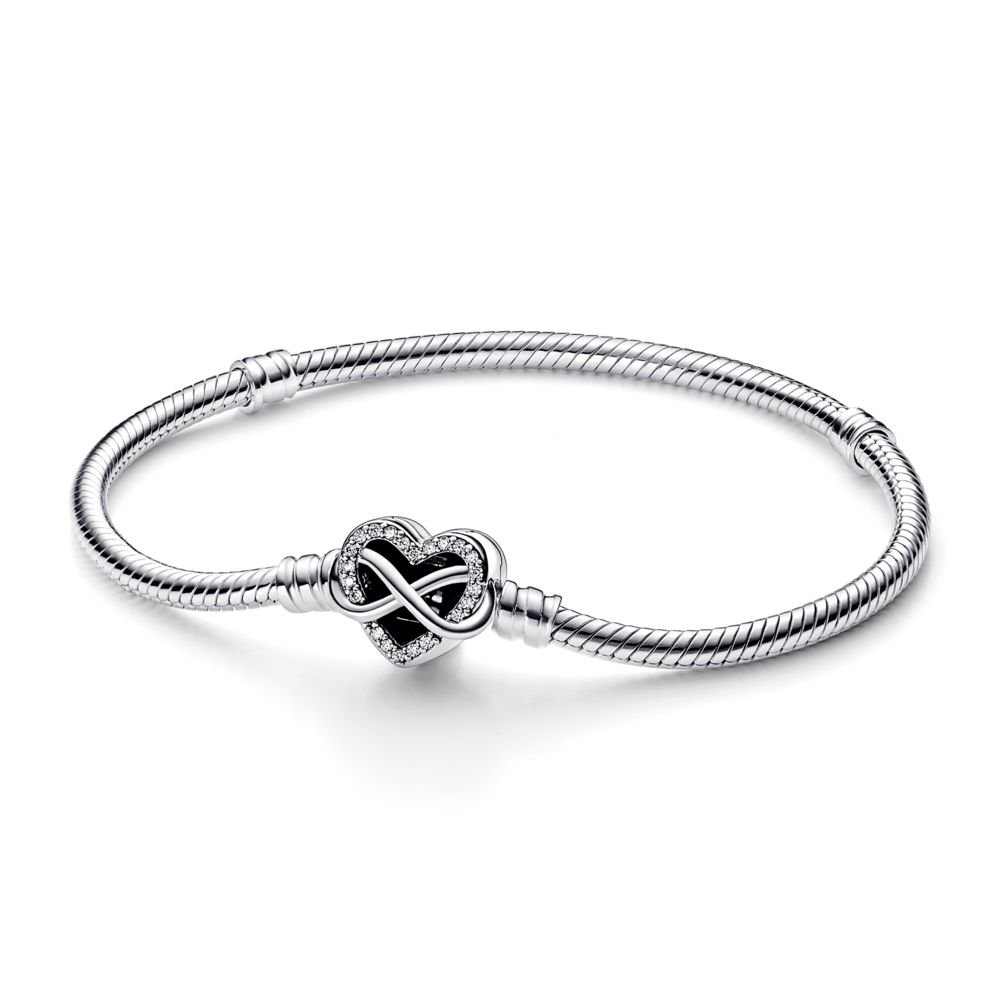 Sparkling Infinity Heart Clasp Snake Chain Bracelet | Official