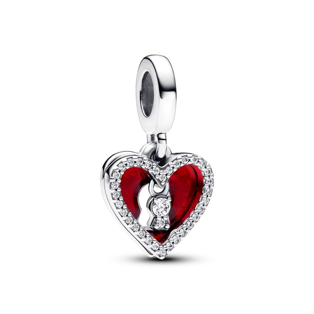 Red Heart & Keyhole Double Dangle Charm | Official Pandora™ Malta
