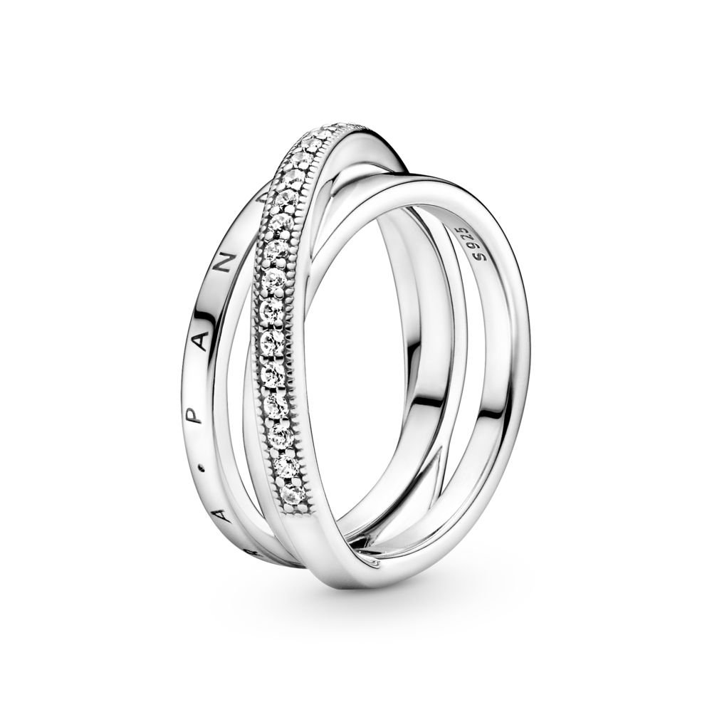 Crossover Pavé Triple Band Ring | Official Pandora™ Malta