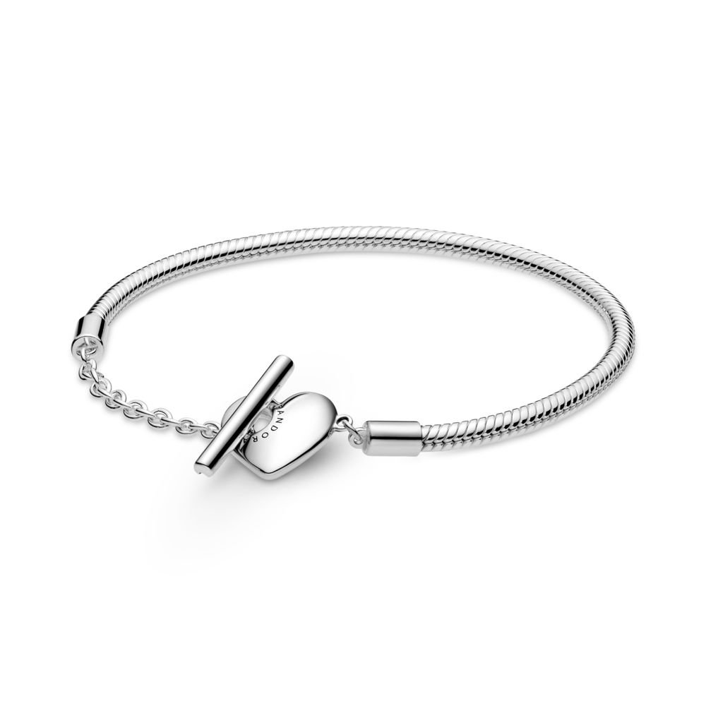 Pandora Moments Heart T-Bar Snake Chain Bracelet Official