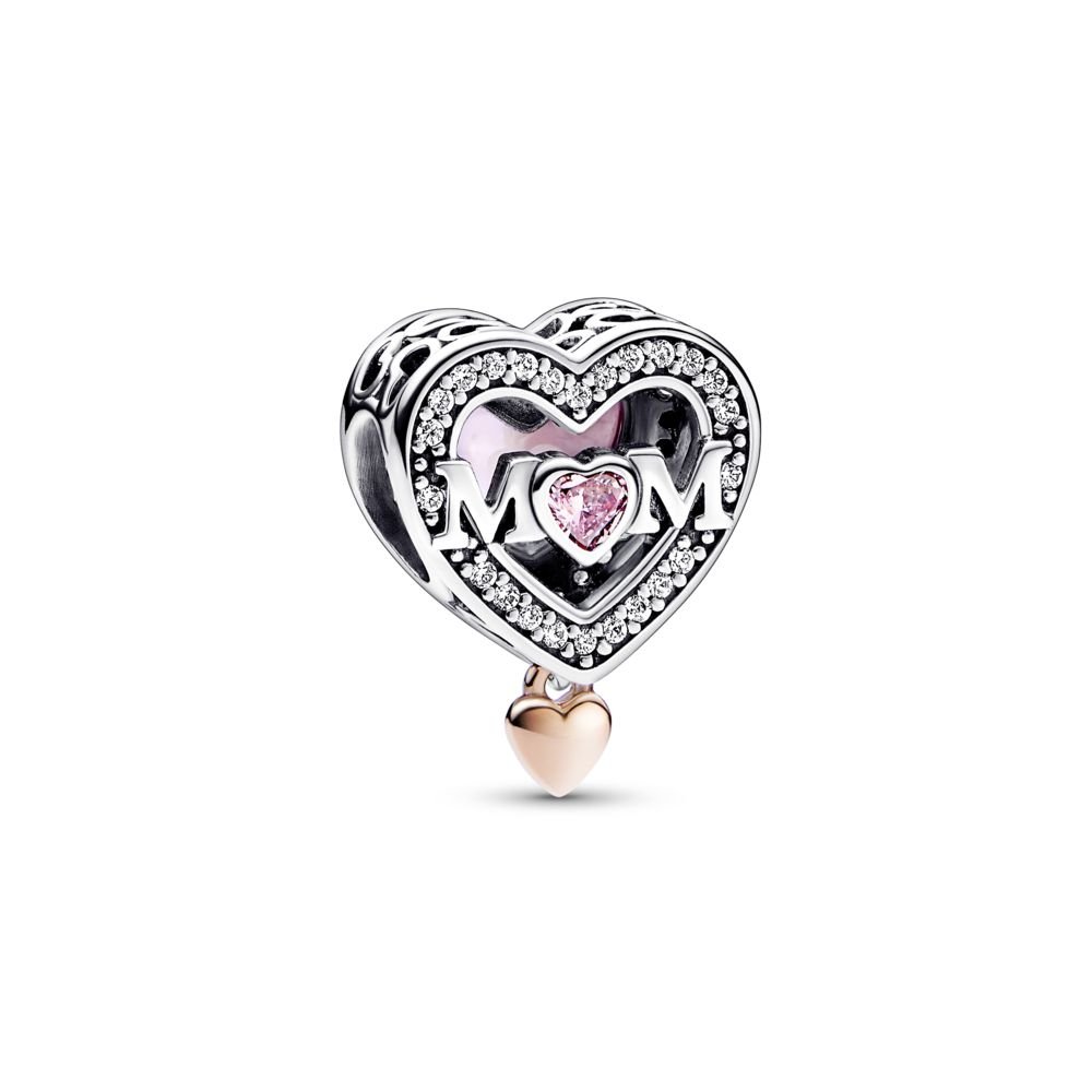 Two-tone Openwork Mum & Heart Charm | Official Pandora™ Malta