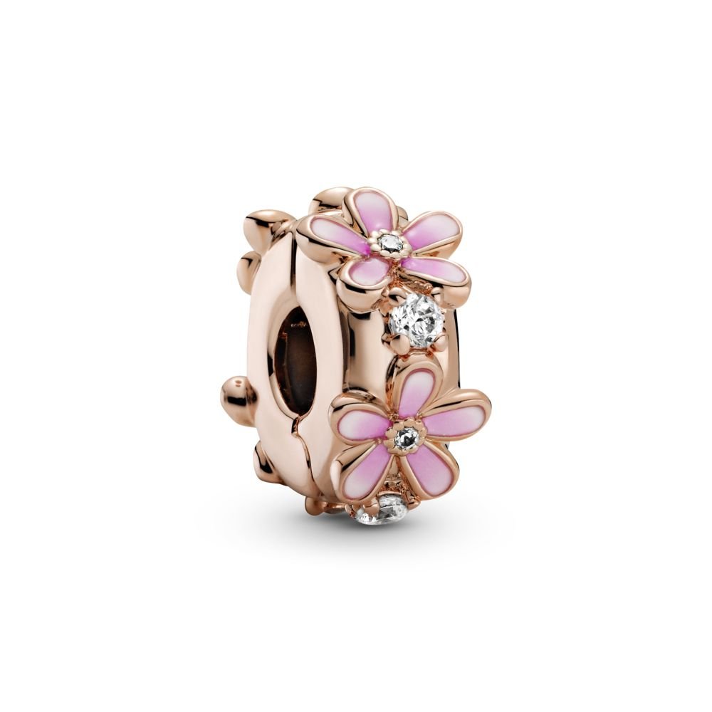 Pink Daisy Spacer Clip Charm Official Pandora™ Malta
