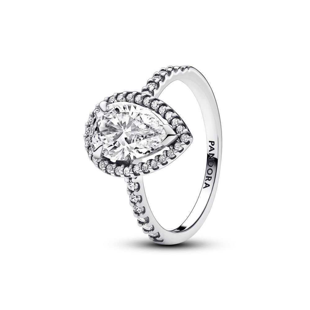 Sparkling Pear Halo Ring Official Pandora Malta