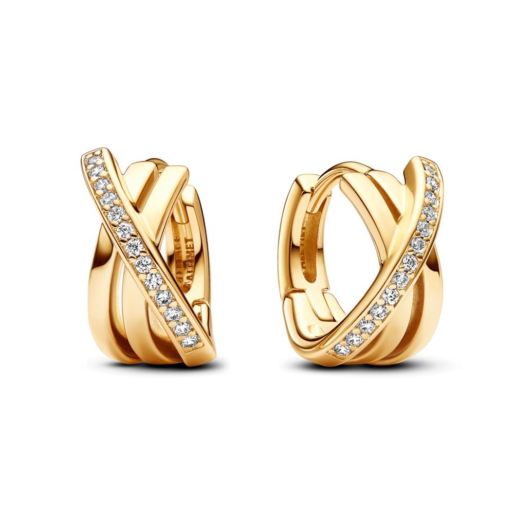 Crossover Pav  Hoop Earrings | Official Pandora™ Malta