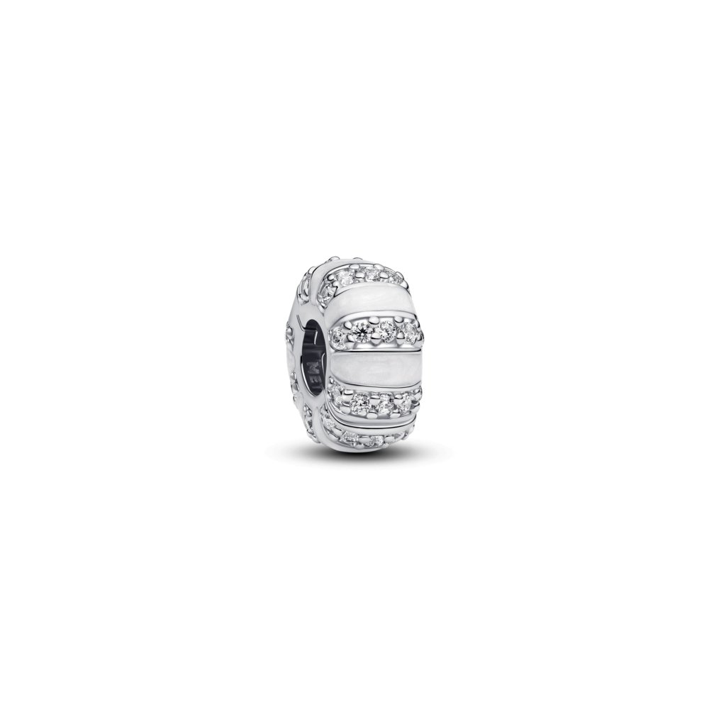 Sterling silver clip with clear cubic zirconia, shimmering white