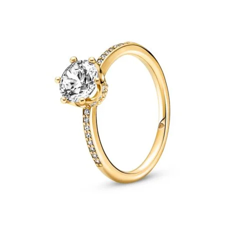 Clear Sparkling Crown Solitaire Ring Official Pandora™ Malta - Main Image