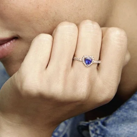 Sparkling Blue Elevated Heart Ring Official Pandora Malta