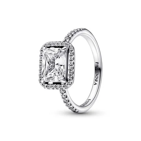 Rectangular Sparkling Halo Ring Official Pandora™ Malta
