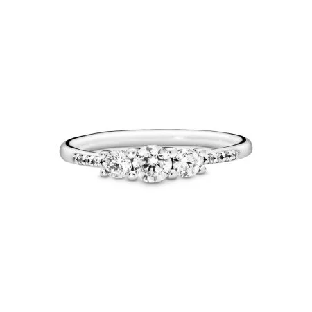 Clear three stone ring pandora on sale