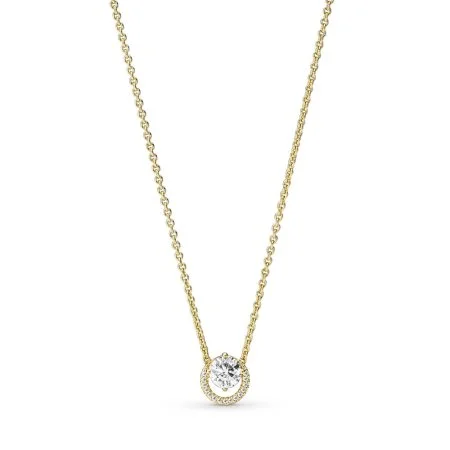 Sparkling Round Halo Pendant Collier Necklace Official Pandora