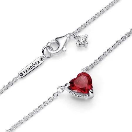 Sparkling Heart Halo Pendant Collier Necklace Official Pandora