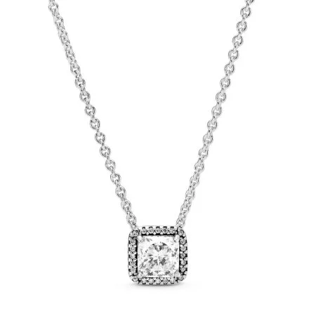 Square Sparkle Halo Necklace Official Pandora™ Malta