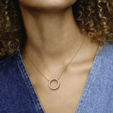 Pandora rose gold circle necklace clearance