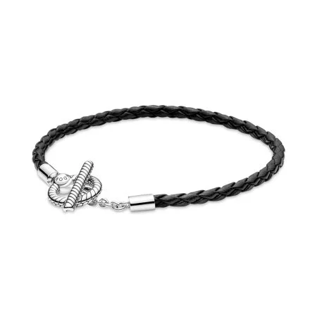 Pandora Moments Braided Leather T-bar Bracelet | Official Pandora