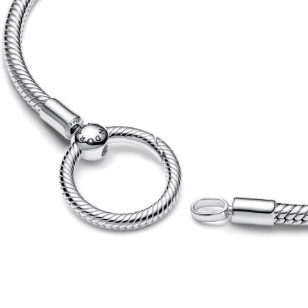 Snake chain sterling silver bracelet and Pandora O clasp