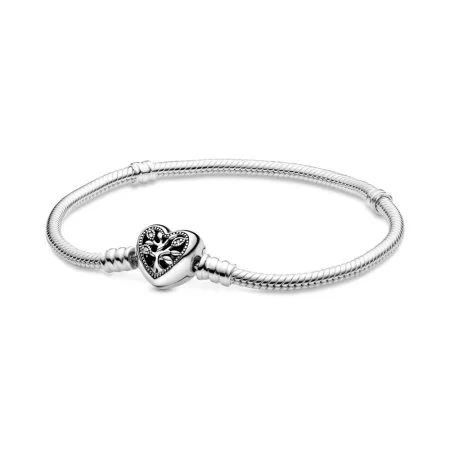 Pandora Moments Family Tree Heart Clasp Snake Chain Bracelet - Main Image
