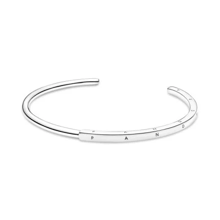 Pandora logo sterling silver open bangle | Official Pandora™ Malta