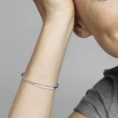 Pandora Signature I D Open Bangle Official Pandora Malta