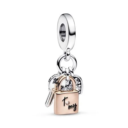 Two-tone Key, Padlock Heart Triple Dangle Charm Official