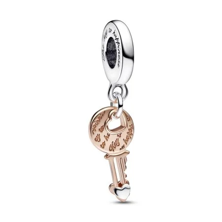 Two-tone key Sliding Heart Dangle Charm Official Pandora™ Malta