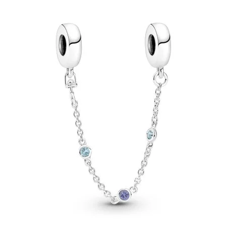 Triple Blue Stone Safety Chain Official Pandora™ Malta