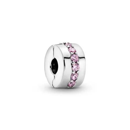 Pink Sparkling Row Clip Charm Official Pandora™ Malta