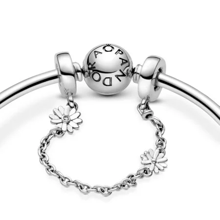 Daisy Flower Safety Chain Charm Official Pandora™ Malta