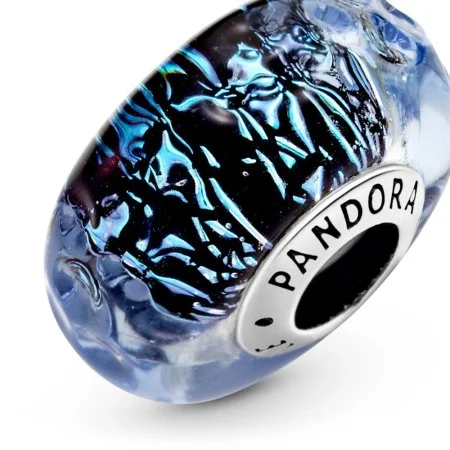 Wavy Dark Blue Murano Glass Ocean Charm Official Pandora™ Malta