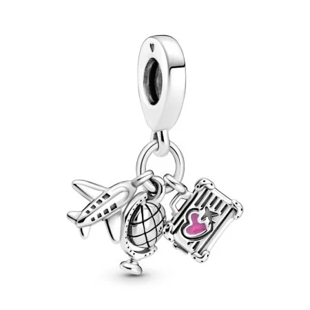 Airplane, Globe Suitcase Dangle Charm Official Pandora™ Malta