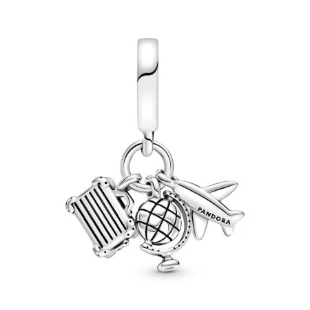Airplane, Globe Suitcase Dangle Charm Official Pandora™ Malta