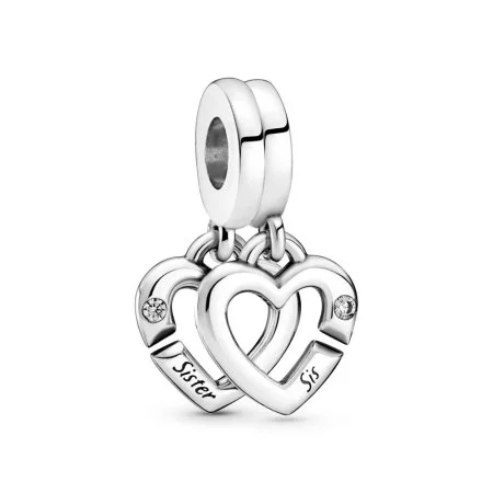 Linked Sister Hearts Split Dangle Charm Official Pandora™ Malta