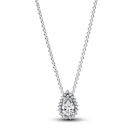 Sparkling Pear Halo Collier Necklace Official Pandora™ Malta