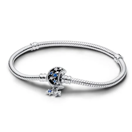 Pandora Moments Sparkling Moon Clasp Snake Chain Bracelet Official Pandora Malta