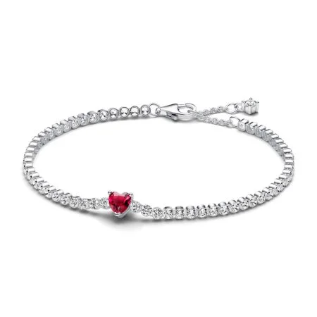 Red Sparkling Heart Tennis Bracelet | Official Pandora™ Malta