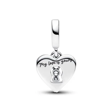 Red Heart Keyhole Double Dangle Charm Official Pandora™ Malta