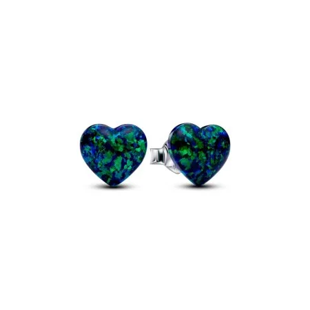 Opalescent Green Heart Stud Earrings Official Pandora™ Malta