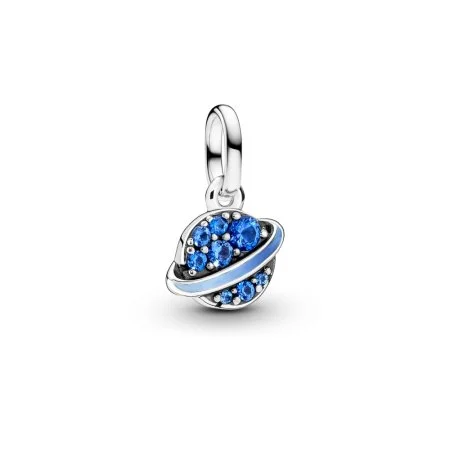 Planet sterling silver mini dangle with sea blue crystal and