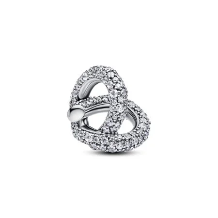 Infinity knot heart sterling silver charm with clear cubic